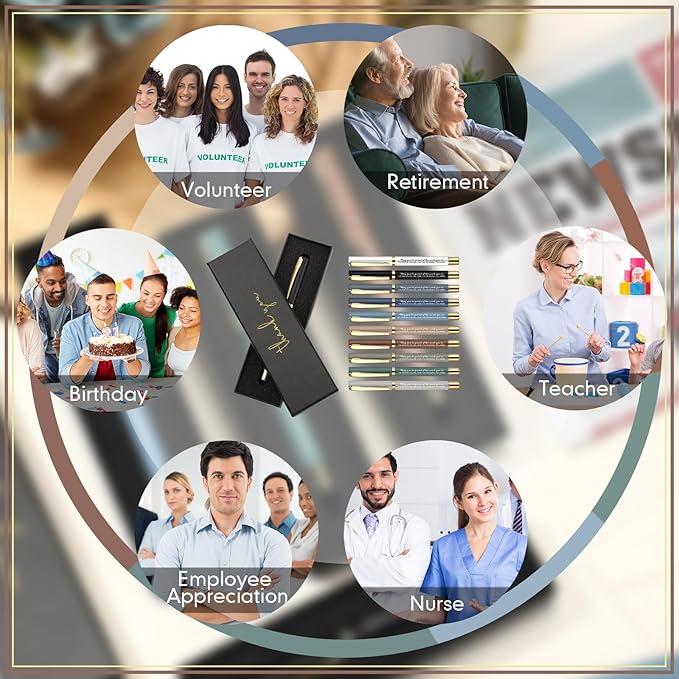 PerKoop 10 Set Thank You Gifts Inspirational Ballpoint Pens with Gift Boxes Bulk Appreciation Party Favors for Employee Coworker Staff Team Friends Office Supplies(Macaron,Proud)