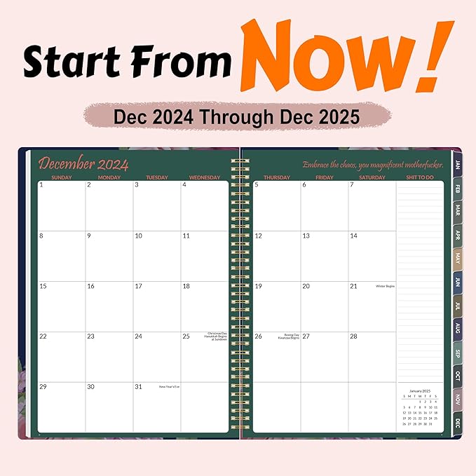 Fuck It 2025 Planner for Tired-Ass Women, 8.5" x 11", 12-month Funny Weekly Agenda With Sweary Affirmation and Badass Quotations White Elegant Gifts- from January 2025 - December 2025, Blue Rose