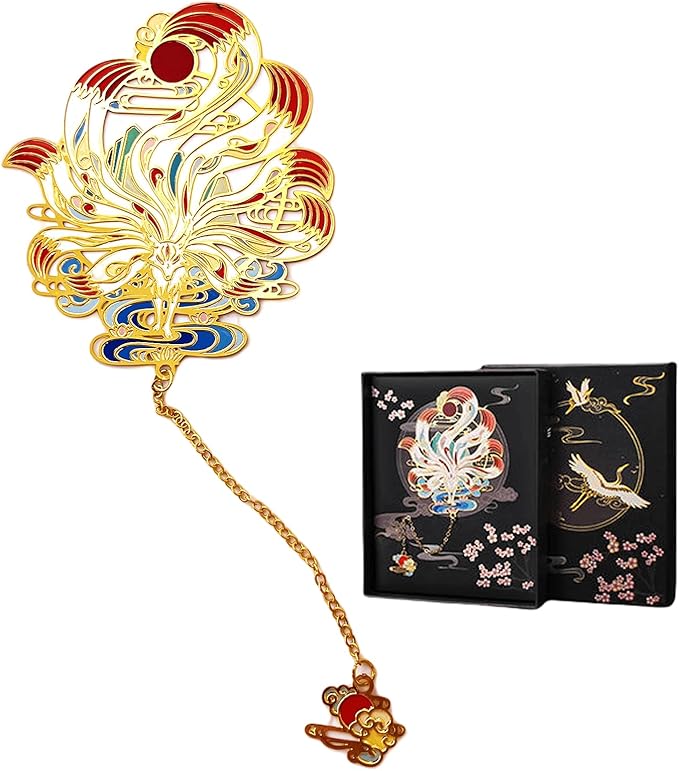 Nine-Tailed Fox Metal Bookmarks for Women Book Lovers Students Birthday Graduation Gifts Cute Metal Bookmark Book Marks with Gift Box Markers Accessories for Reading