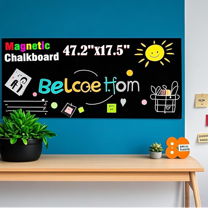 Self Adhesive Magnetic Chalkboard Contact Paper for Kids 47.2" x 17.5" Suitable for Home School Office Alternative Magnetic Blackboard Paint