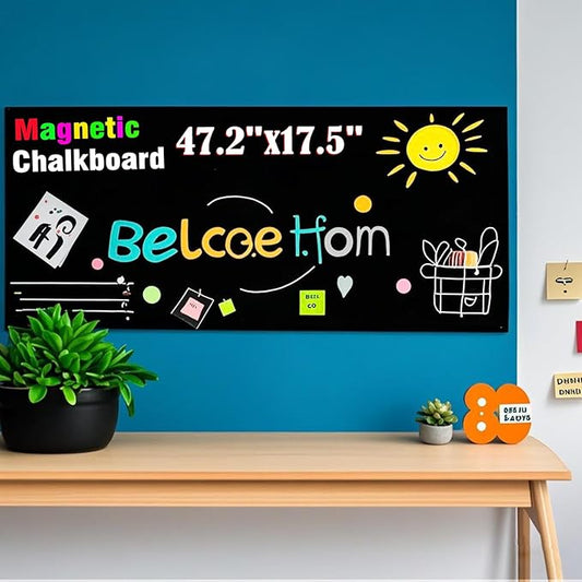 Self Adhesive Magnetic Chalkboard Contact Paper for Kids 47.2" x 17.5" Suitable for Home School Office Alternative Magnetic Blackboard Paint