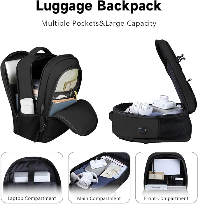 Lapsouno Laptop Backpack, Travel Laptop Backpack, Business Anti Theft Slim Sturdy 15.6 Inch TSA Friendly with USB Port, Water Resistant College School Computer Bag Gifts for Men Women, Black