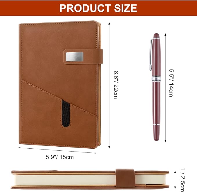 A5 Blank Journal Notebook, Refillable Hardcover Leather Sketchbook with Pocket and Magnetic Buckle, 240 Pages Thick Travel Sketchbooks for Drawing and Writing, 80gsm Unlined Journal for Men and Women