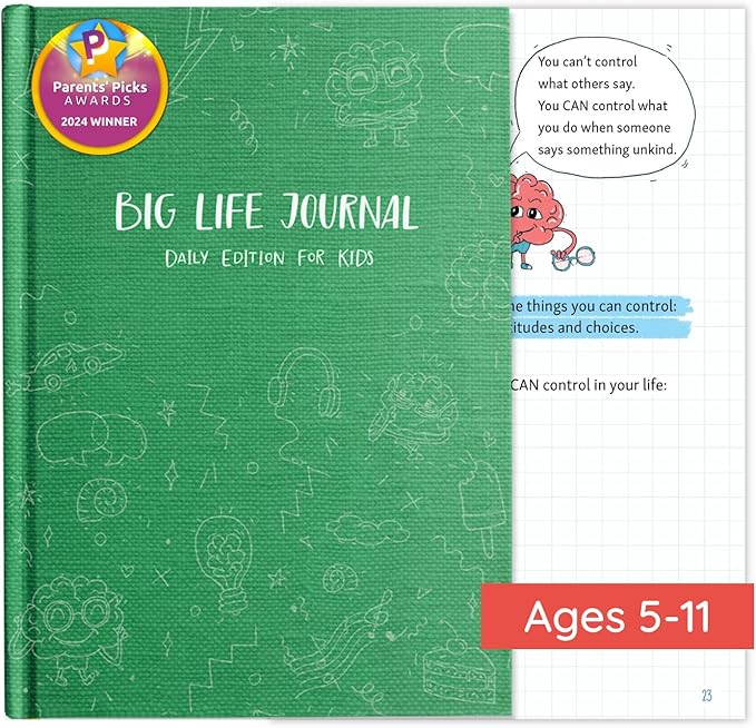 Big Life Journal - Daily Journal for Kids - A Growth Mindset Workbook for Children – Interactive Journal and Goal Planner for Kids – Daily Guided Journal for Children… (Green)