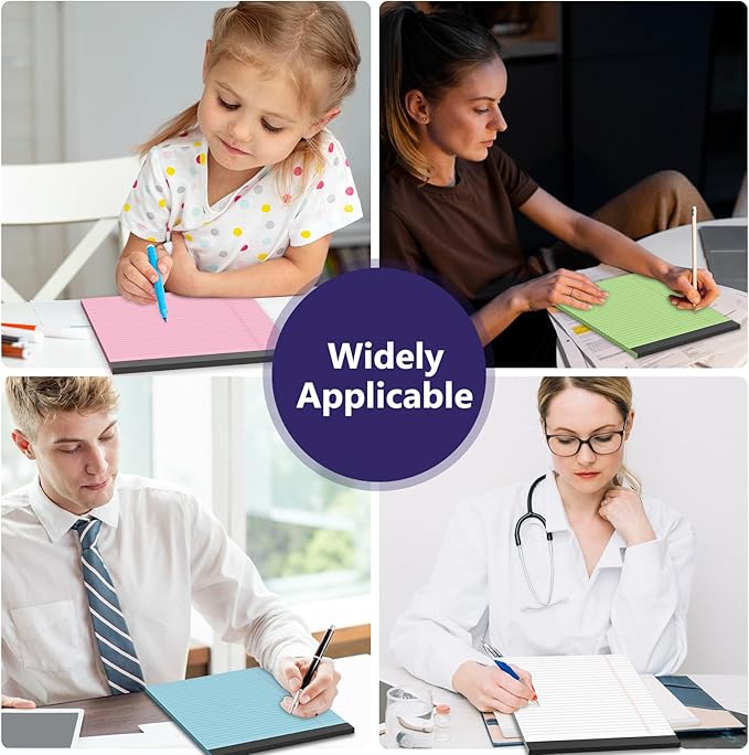 4 Pack Legal Pads 8.5 x 11 Legal Pads 8.5 x 11 Wide Ruled Notepads Colored Note Pads 8.5 x 11 Perforated Legal Notepads 80GSM Legal Pad 30 Sheets Writing Pads for School, College, Office
