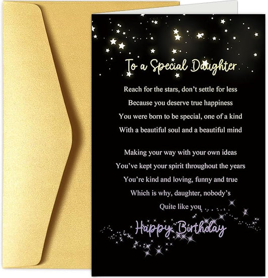 Chenive Heartfelt Daughter Birthday Card, Happy Birthday Card for Adult Daughter, Sweet Birthday Card from Dad Mom, To A Special Daughter