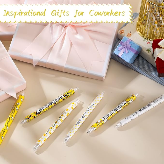 Jetec 30 Pcs Duck Pens Gifts Inspirational Cute Ballpoint Pens Bulk Motivational Employee Appreciation Gifts Black Ink for Duck Lovers Thank You Coworkers