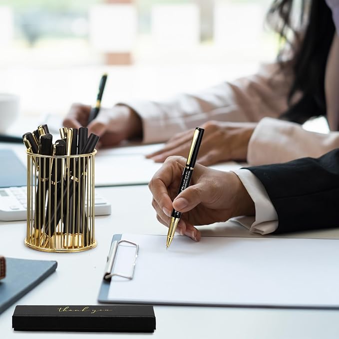 PerKoop 10 Set Thank You Gifts Inspirational Ballpoint Pens with Gift Boxes Bulk Appreciation Party Favors for Employee Coworker Staff Team Friends Office Supplies(Black,Difference)