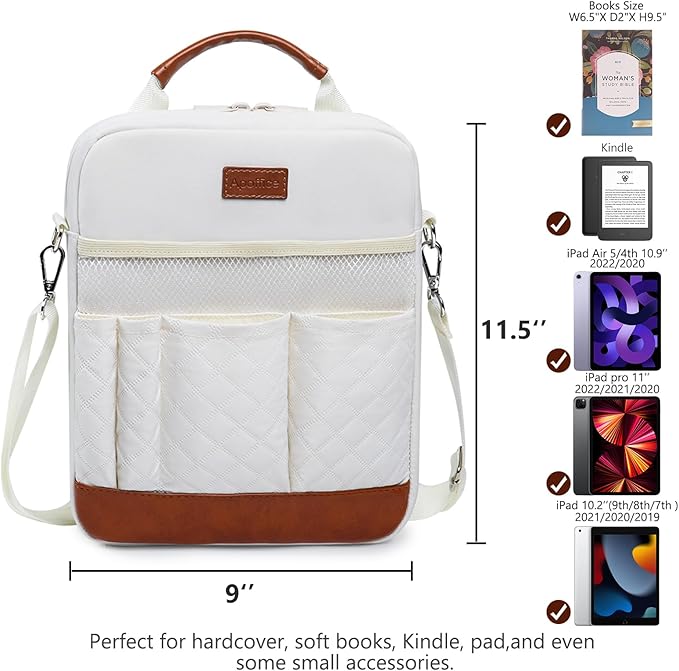 Book Sleeve with Zipper, Book Covers for Book Lovers, Multi-pocket Book Protector Cover with Shoulder Strap,Book Bag for Ipaad, kidle - Back To School Book Accessories