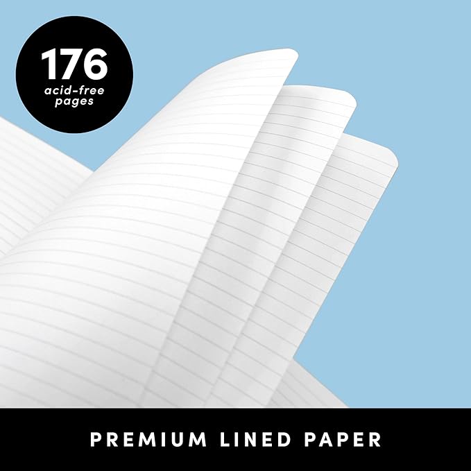 PAPERAGE Softcover Lined Journal Notebook (Navy), 176 Pages, Large B5 College Ruled Notebook, 7.6 inches x 10 inches - 100 GSM Thick Premium Paper, Soft Vegan Leather Journal for Home, Work & School