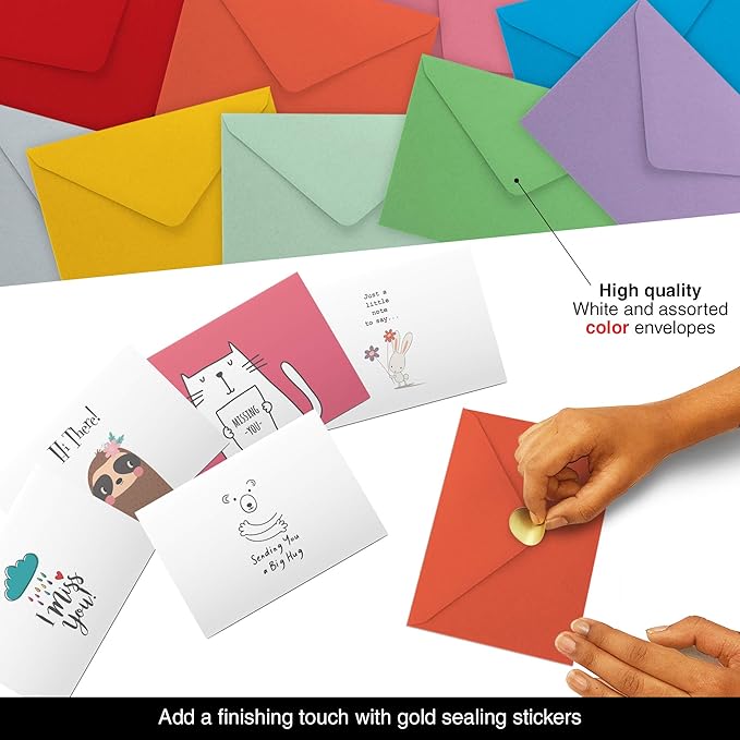 Dessie 30 Unique Thinking Of You Cards With Greetings Inside. Large Greeting Cards Boxed Set. 30 Different Designs - No Repetition. Assorted Color Envelopes, Gold Seals, Storage Box.