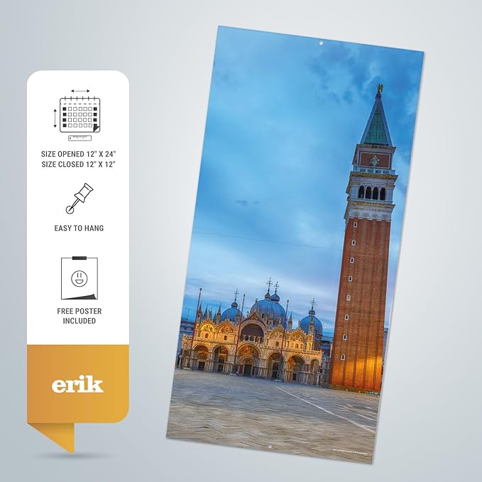 Beautiful Places Wall Calendar 2025 12" x 12" FSC® Plastic Free - Starts Week On Sunday | Square Wall Calendar | Family Planner Calendar 2025 | Travel Calendar 2025