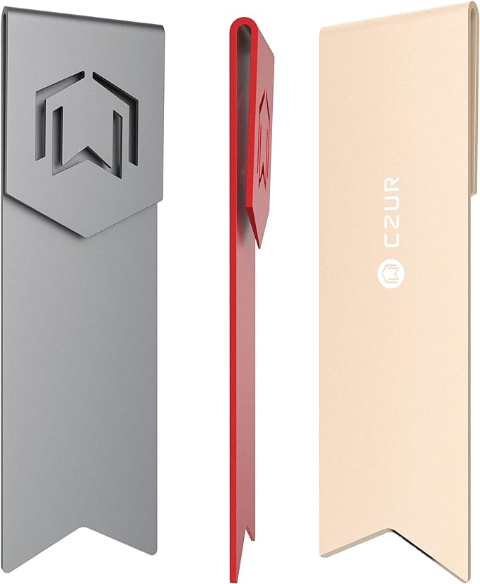 CZUR Mental Bookmark, Stylish Bookmarks, Teacher Valentine Gift, Unique Gift for Women, Men, Readers, Light&Durable Reward Bookmark with ANODIZING Technology, SuperGrip U-Shape Design-3 Pieces