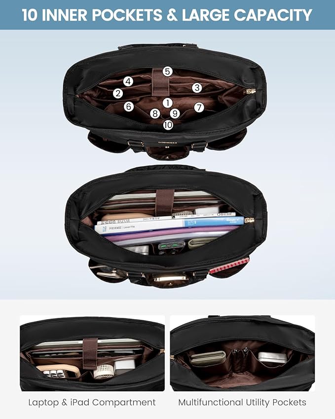 LOVEVOOK Work Tote Bag for Women, 15 Inch Laptop Bag for Women, Teacher Tote Bag Nurse Bag, Utility Bag For Work/Travel/College/Daily, Professional Computer Bag Large Purse Handbag With Multi Pocket