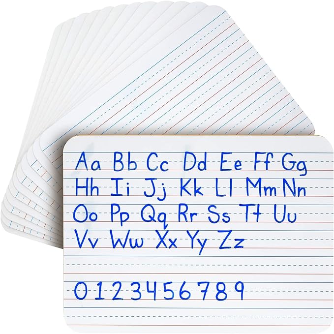 Juvale 12 Pack Double Sided Small Dry Erase White Boards with Lines - Whiteboards for Students and Classroom Supplies (9x12 in)