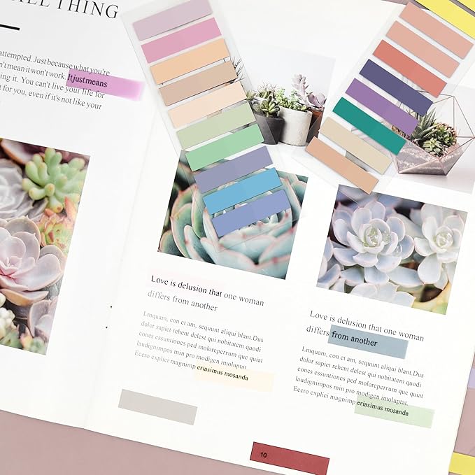 SIQUK 4200 Pieces Sticky Tabs for Annotating Books Tabs Morandi Sticky Flags Clear Transparent Page Markers Strip Page Flags Colored Tabs Writable and Repositionable Book Annotation Tabs