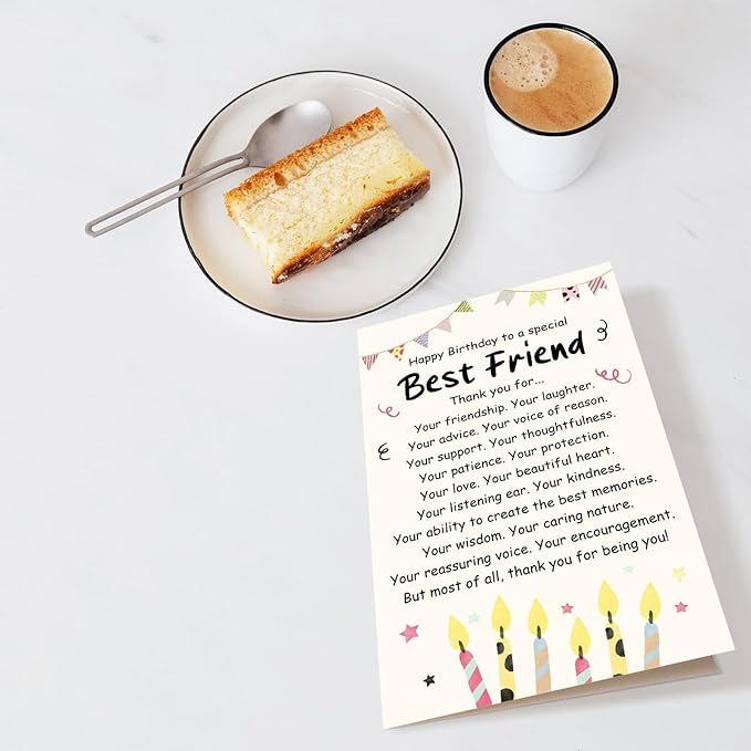 Chenive Birthday Card for Friend, Best Friend Birthday Card, Poem Birthday Card for Bestie BFF Soulmate, Happy Birthday to A Special Best Friend