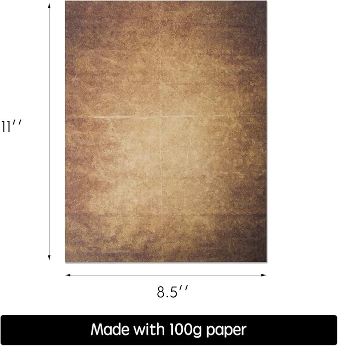 120 Aged Paper - Antique Looking Vintage Papers With Classic Aged Paper Designs - Six Unique Old Looking Paper Designs - Vintage Printing paper, Vintage Writing Paper, 8.5 x 11 inches (Pack of 120)