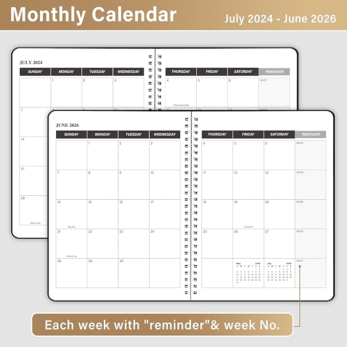 TREES Monthly Planner 2024-2026, Calendar Planner 7.4"x9.4" Time Management Personal Organizer with Monthly Goals, To-Do List, Habit Tracker, 24 Months for Planning
