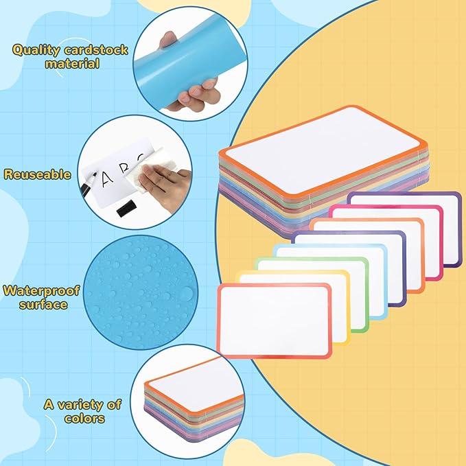 120 Pcs Dry Erase Index Cards Notecards Blank Reusable Flash Cards Sheets Game Cards Study Business Note Cards for School Office Housework Taking To Do List (Multicolor, 4×6 Inch)