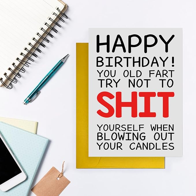 Funny Birthday Cards For Women Men, Rude Birthday Card Gift for Nan Grandad Mom Dad, 50th 60th 70th 80th Birthday Card for Him Her, Happy Birthday Card Dad Mom