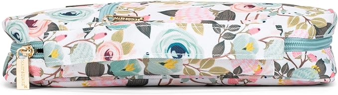 Mary Square Peach Floral 10.5 x 8 Canvas Zippered Bible Cover