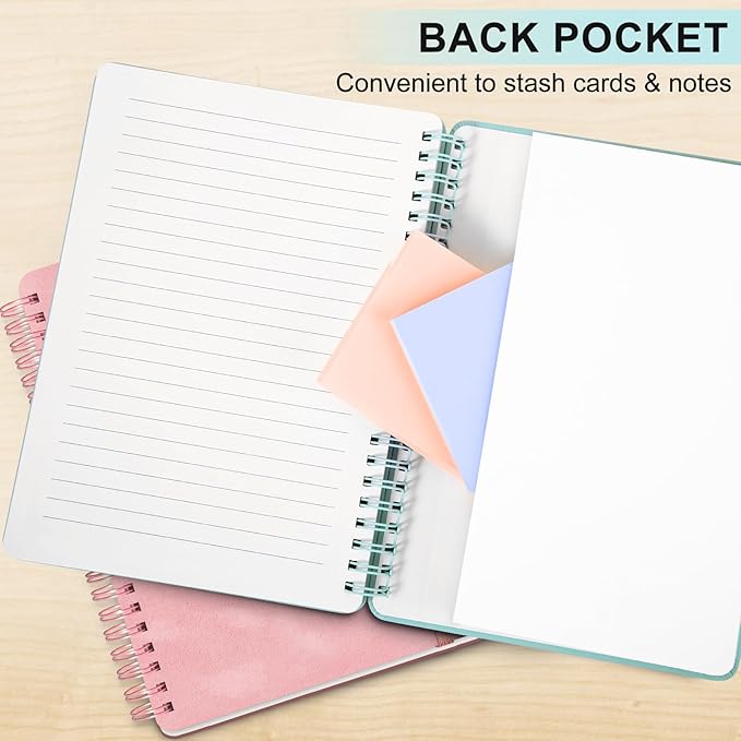 Light Green Lined Spiral Journal Notebook with 160 Pages, 8×5.7in, A5 Spiral Notebook, Journaling Notebooks for Work, School, Women, Men, College Ruled Spiral Notebook, Hardcover Leather Journals