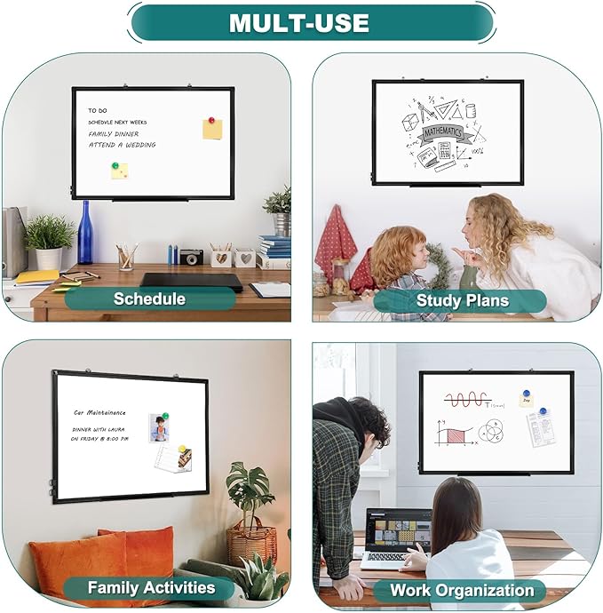 Double Sided Magnetic White Board, 36"x24" Dry Erase Whiteboard for Wall with Aluminum Frame Presentation Board for School, Office and Home