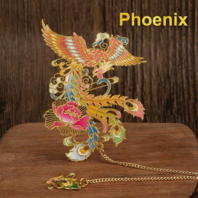 MOZART Phoenix Chinese Style Brass Bookmark Classical Mythological Characters Mountain and Sea Sutra Series Creative Cultural Copper Bookmark Metal Bookmarks