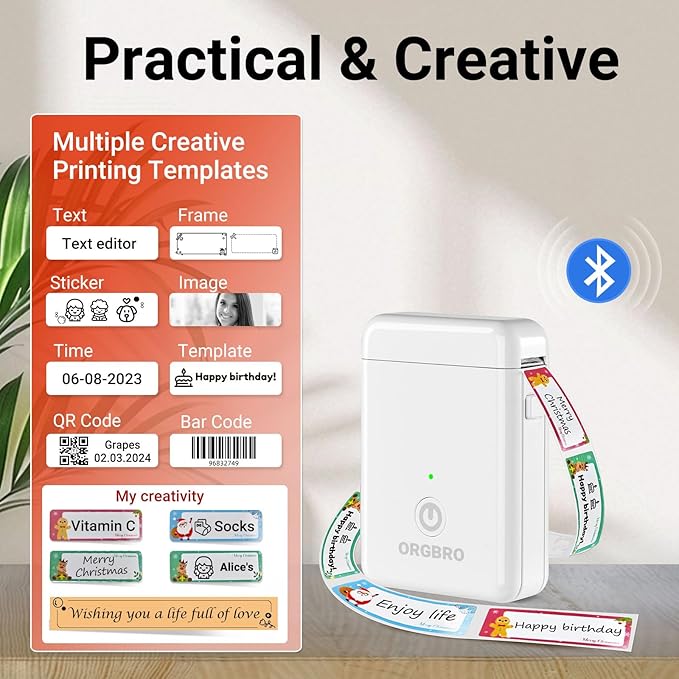 ORGBRO X1 Label Maker Tape, Genuine Thermal Label Print Paper 0.47"×1.57"(12×40mm), Standard Laminated Office Labeling Tape Replacement, 160 Tapes/Roll, 3-Roll, Joyful Patterns