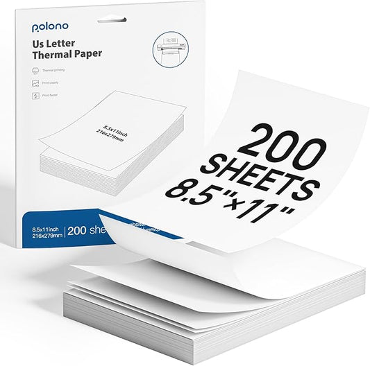 POLONO D810 Thermal Printer Paper 8.5 x 11 Inch, Advanced Thermal Printing, US Letter Size Thermal Paper Compatible with D810, Size 8.5" x 11", 200 Sheets