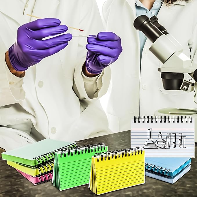 MotBach 250 Sheets Spiral Ruled Index Cards, 5 x 3 Inch, Multicolored Spiral Bound Lined Index Cards Learning Note Cards Flash Cards with PP Cover for Memory Learning Home School Office To Do List