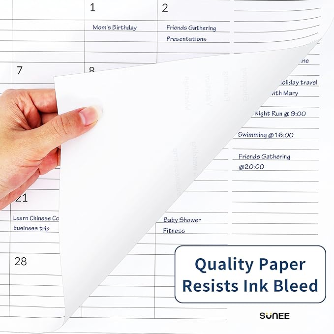 SUNEE 2024-2026 Desk Calendar 17x12, 18 Months, Oct. 2024 - Mar. 2026, Academic Desk Blotter Calendar, Desk Pad Calendar for Teacher with Note, Black