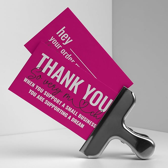 ITZAMNA Thank you for supporting small business cards Customer appreciation note cards Pink Script with Heart Pack of 100 HOTPINK