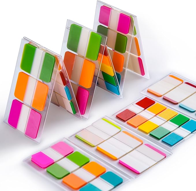 Golcellia Sticky Book Index Tabs, Page Tabs Markers 872 Pieces(5 Styles, 19 Colors) Annotation Tabs, Book Annotation Supplies Study Pack