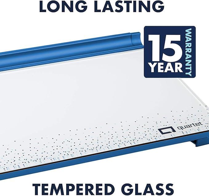 Quartet Glass Dry Erase White Board, Desktop Computer Pad for Notetaking, 18" x 6" Whiteboard, Clean Erase Surface with Storage, 1 Dry Erase Marker, Dot Pattern (GDP186D)