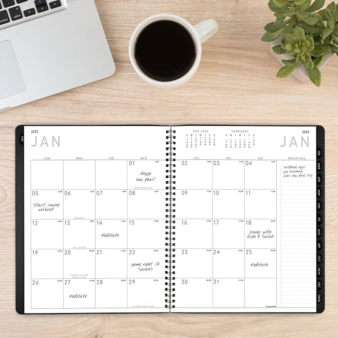 AT-A-GLANCE 2025 Planner, Monthly, 9” x 11”, Large, Contemporary, Black (70260X0525)