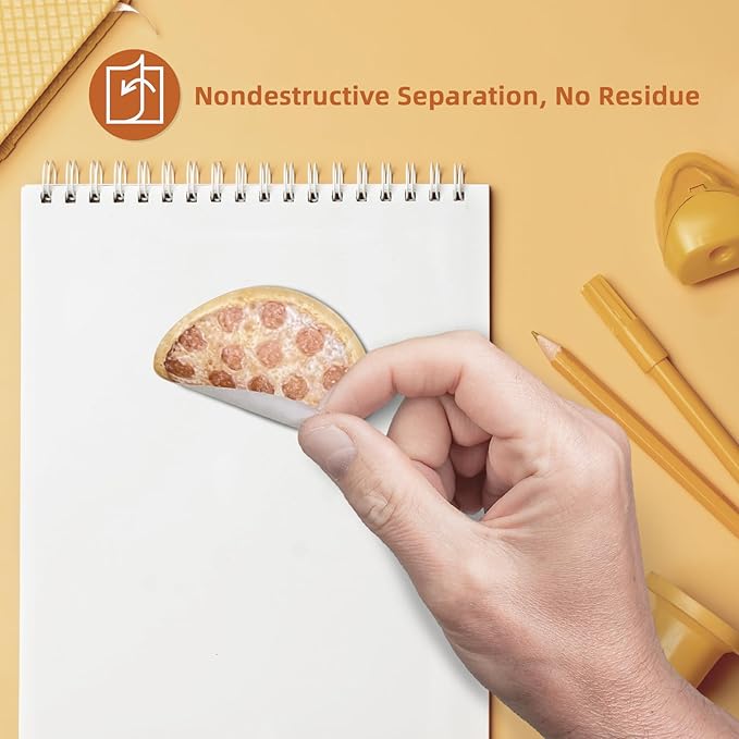 Funny Sticky Notes Cute 2 Pads, Fun Sticky Note Pads Burrito & Pizza Design, Cute Sticky Notes Office Desk Gifts, Self-Stick Note Pads, Set of 2, Round