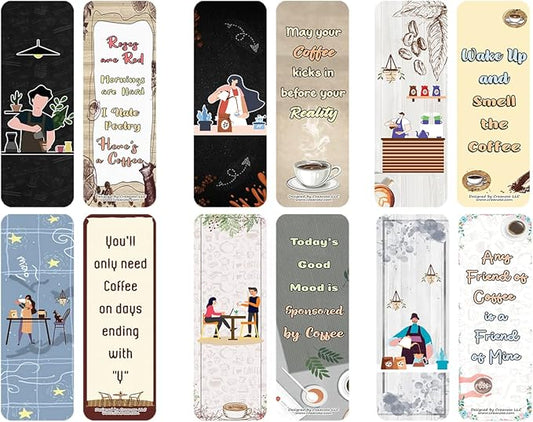 Creanoso Funny Barista Quotes Bookmarks (5-Sets X 6 Cards) – Daily Inspirational Card Set – Interesting Book Page Clippers – Great Gifts for Adults and Professionals