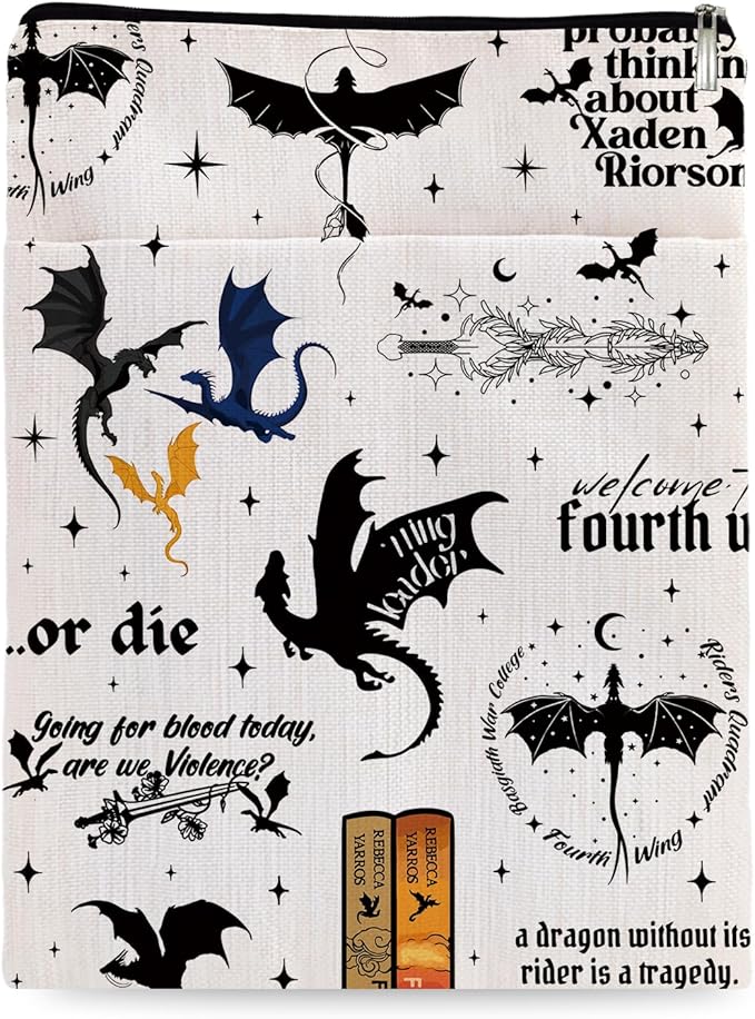 Romantasy Dark Academia Dragons Book Sleeve, Fantasy Novel Reader Gift, Bookish Gifts, Book Inspired Gift, Paperback Book Protector Book Cover Dragons Lovers Book Gifts (Dragons Book Sleeve-1105)