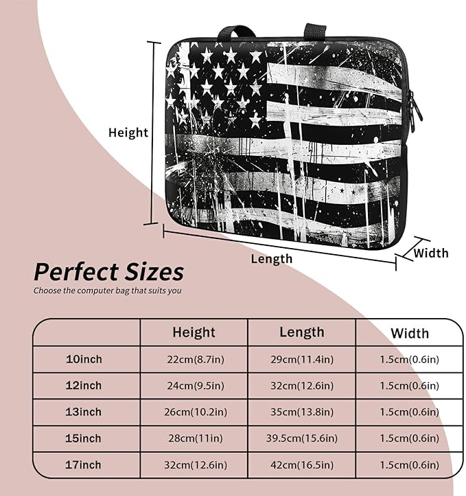 Laptop Sleeve Case Bag 15 inch, Retro Dirty Flag Slim Carrying Case Durable Handbag Travel Laptop Bag for 15 inch MacBook Air M3/M2/15 Pro/Surface Laptop 7/6/5/4/3/ Dell XPS 15 Plus