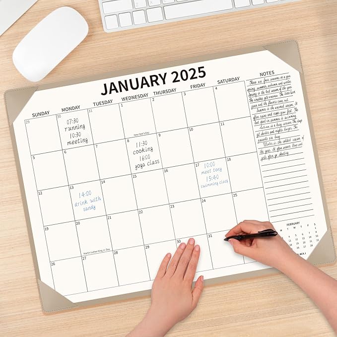Desk Calendar 2025-2026 with Desktop Mat, 22x17 inch Large Desk Pad Calendar 18 Months Runs from 2025 to June 2026, Big Desk Blotter Calendar for Home Office and School, Apricot