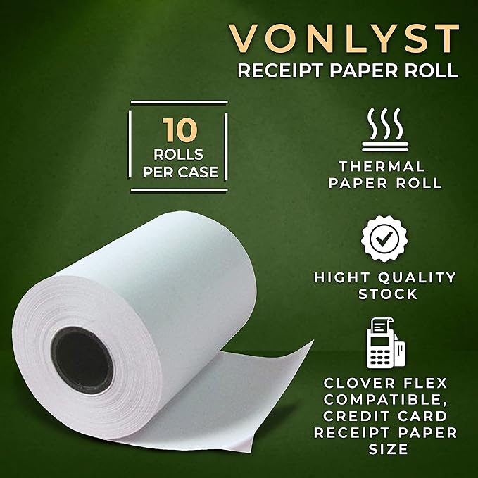 Thermal Paper Roll for Clover Flex Receipt Paper 2 1/4 x 55 (10 rolls)