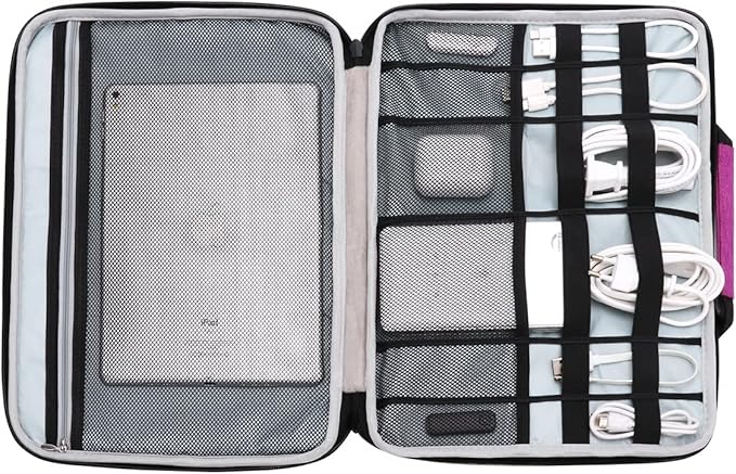 iCozzier 15-15.6 Inch Handle Laptop Briefcase Shoulder Bag Electronic Accessories Organizer Messenger Carrying Case Laptop Sleeve Protective Bag with Shoulder&Luggage Strap - Rose