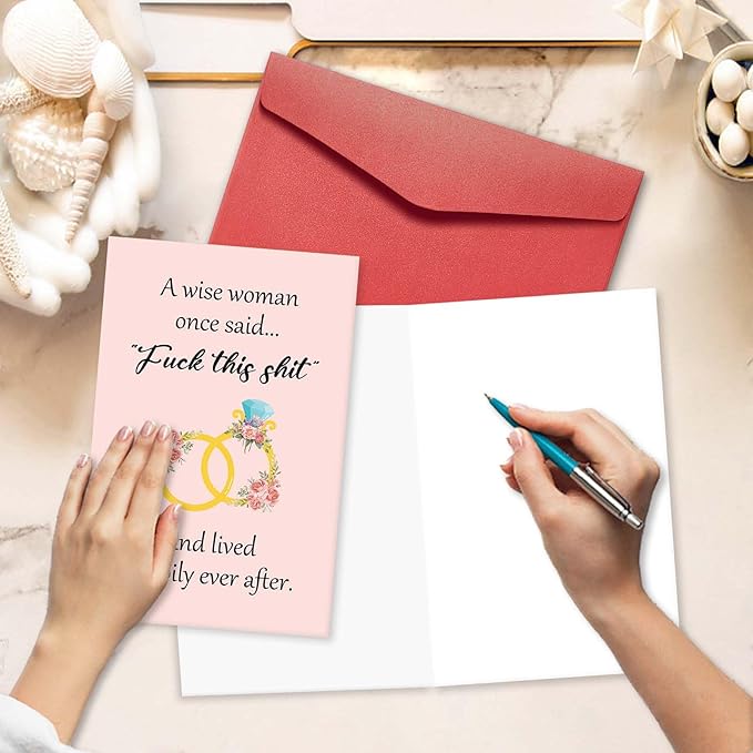 Rude Engagement Card for Best Friends, Funny Wedding Card for Woman Her, Humorous Bridal Shower Gift Idea for Sister Bestie, Wedding Gifts for Bride, A Wise Woman Once Said...