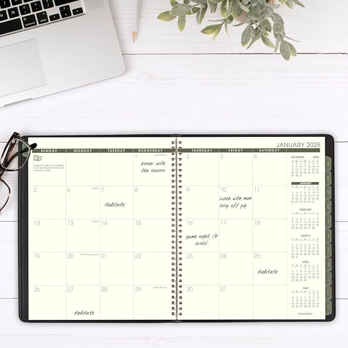 AT-A-GLANCE 2025 Planner, Monthly, 9" x 11", Large, Recycled, Black (70260G0525)