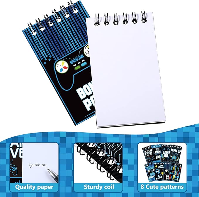 Containlol 24 Pcs Gaming Mini Notepads, Video Game Birthday Party Favors Supplies Gaming Party Notebooks Gamer Prize Gifts Teacher Classroom Supplies Mini Notepad Pack for Girl Boy Video Game Birthday