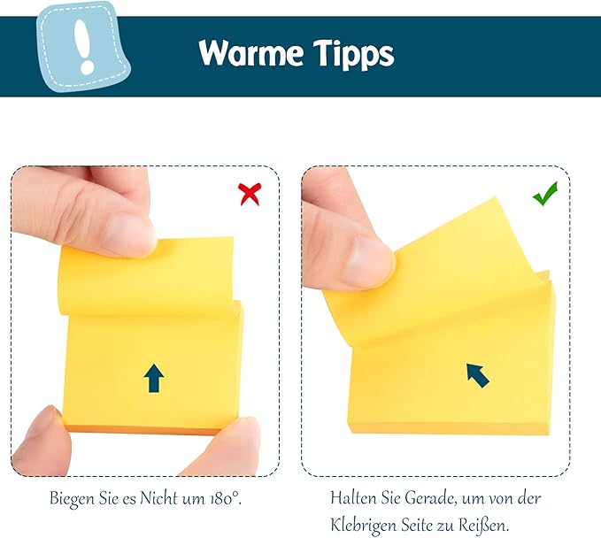 12 Pack Sticky Notes Large,3 x 5 in Super Sticking Power Memo Pads,12 Bright Colorful Self-Stick Pads,100 Sheets/Pad 2X The Sticking Power Easy to Post for Office, Notebook & Daily Life