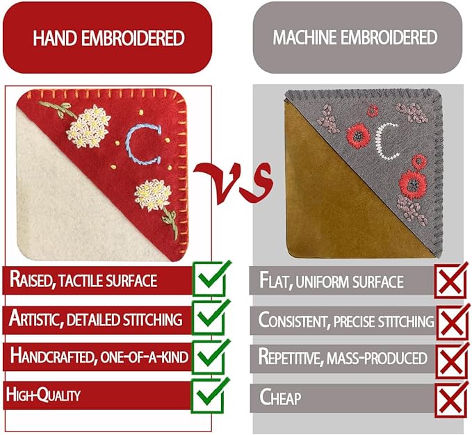 Personalized Hand Embroidered Corner Bookmark, Bookmarks for Women, Personalized Bookmark for Books, Cute Flower Book Mark, Hand Stitch Gift for Women for Book Lovers by HNQCPCVU (F, RED)