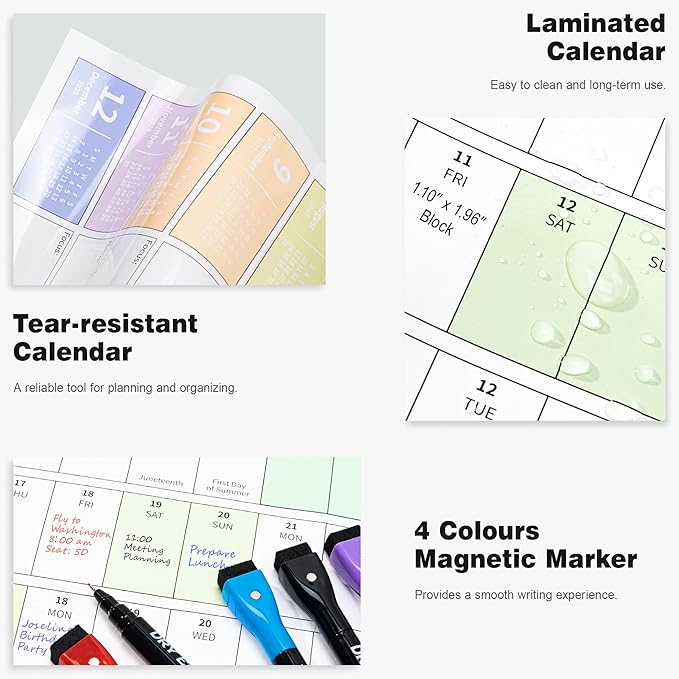 Ospelelf Wall Calendar 2025 Large 32'' x 48'' Dry Erase Calendar for Wall, 1 Yearly Laminated Family Calendar Planner, Use Jan 2025 - Dec 2025 2025 (Multicolor)